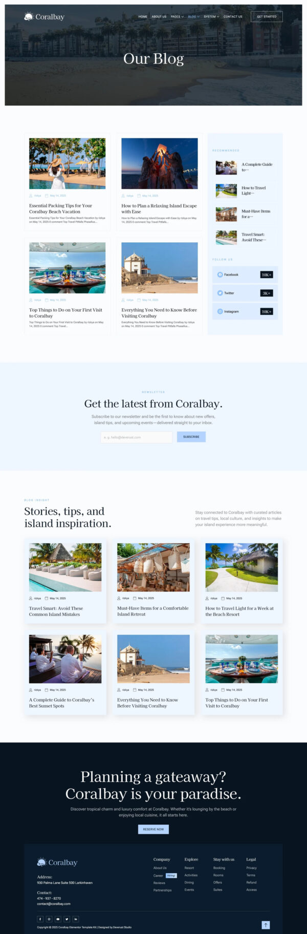 Coralbay - Beach Club Lounge Bar & Resort Elementor Template Kit - Image 3