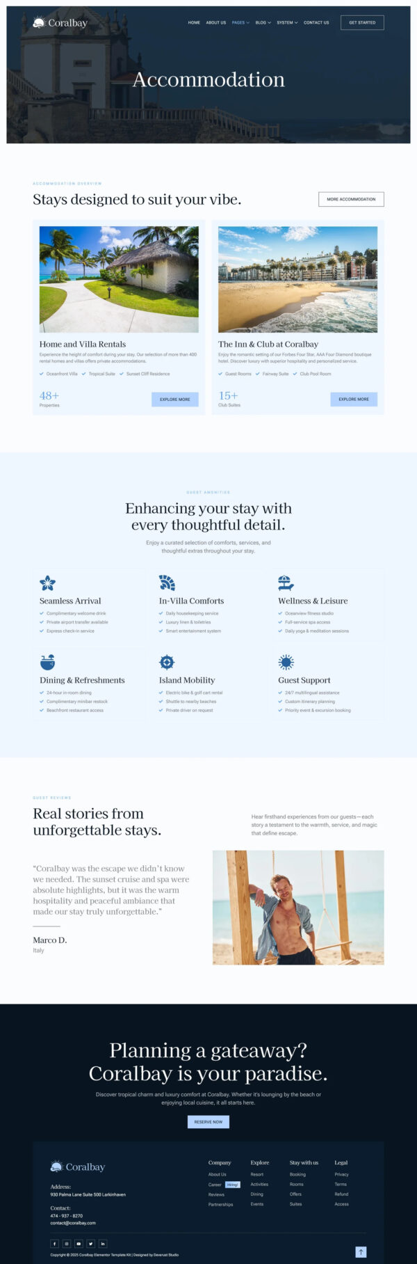 Coralbay - Beach Club Lounge Bar & Resort Elementor Template Kit - Image 2